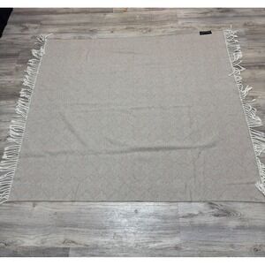 WOOLSAUR Throw‎ Blanket Herringbone Pattern Fringe Edges Soft Cotton Blend